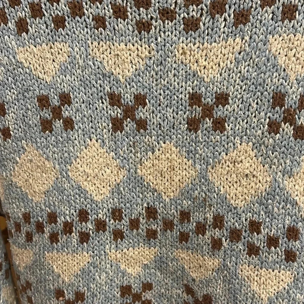 Vintage 60s 70s Jantzen Cream Blue Knit Womens M - Picture 4 of 4